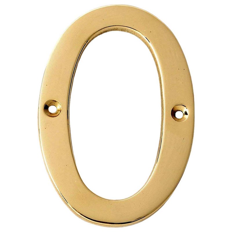 A10SHOP Motif 4-Inch Solid Brass- Lacquered Polish Finish, Mailbox Address Home Numeral, Hotel/House Door Numbers (Number 0) - Image 1